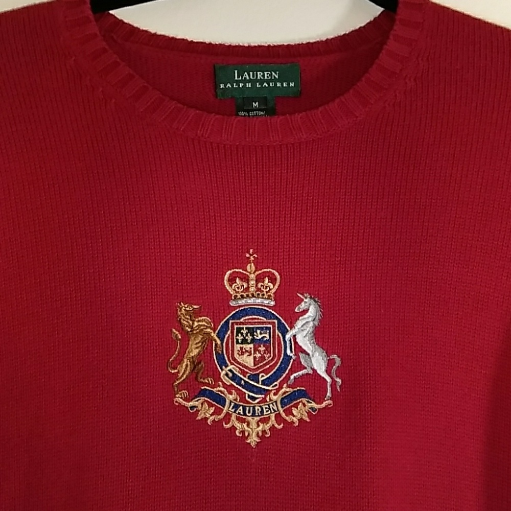 LAUREN RALPH LAUREN NKIT SWEATER SZ M RED RN54050